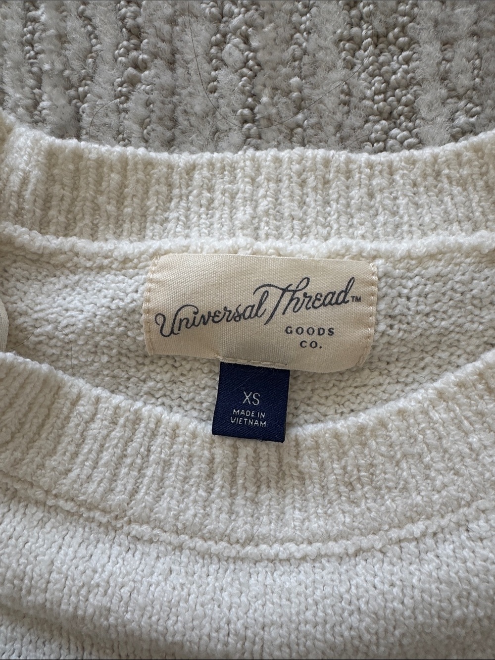 Banana Republic Cream & Navy Striped Short-Sleeve Sweater - Picture 3 of 5